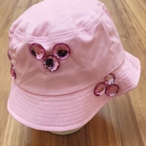 Elegant Pink Gem-Studded Women's Bucket Hat